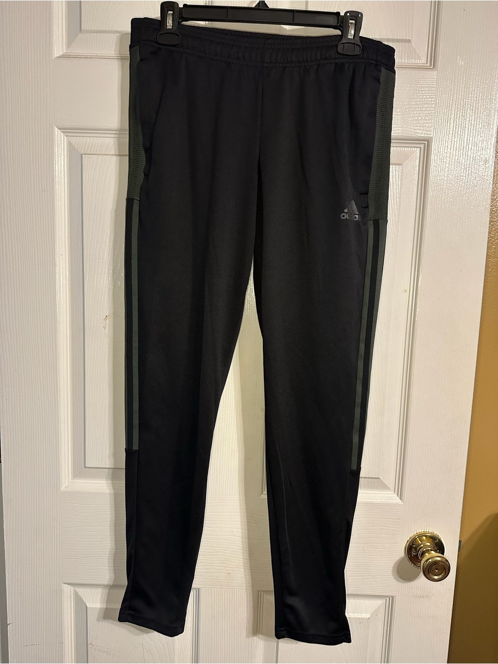 adidas Men’s Black Joggers with Dark Gray Side Stripes